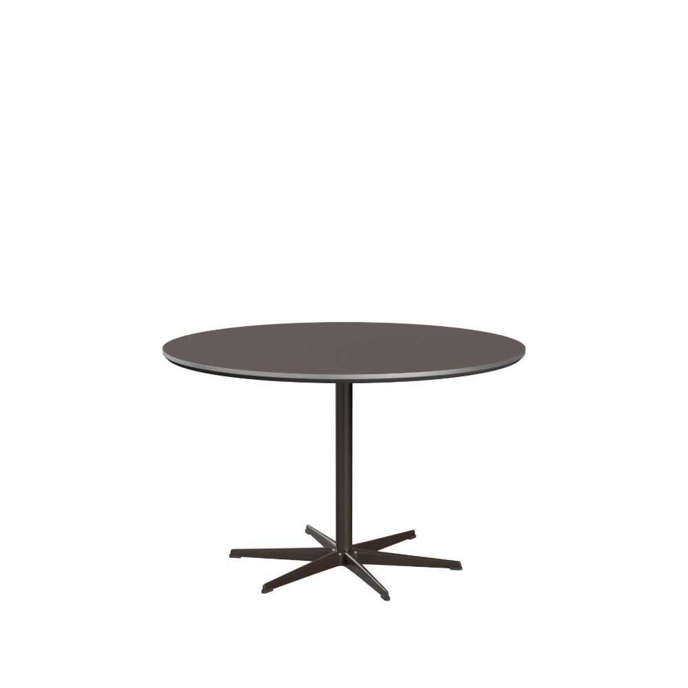 Fritz Hansen Circular bord A825 Ø120 cm i Grå Fenix-laminat med Brown Bronze stel