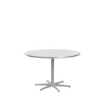Fritz Hansen Circular bord A825 Ø120 cm i hvid Fenix-laminat med Silver Grey stel