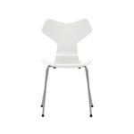 Fritz Hansen Grand Prix™ stol 3130 i Hvid lakeret finér med silver grey pulverlakeret stel