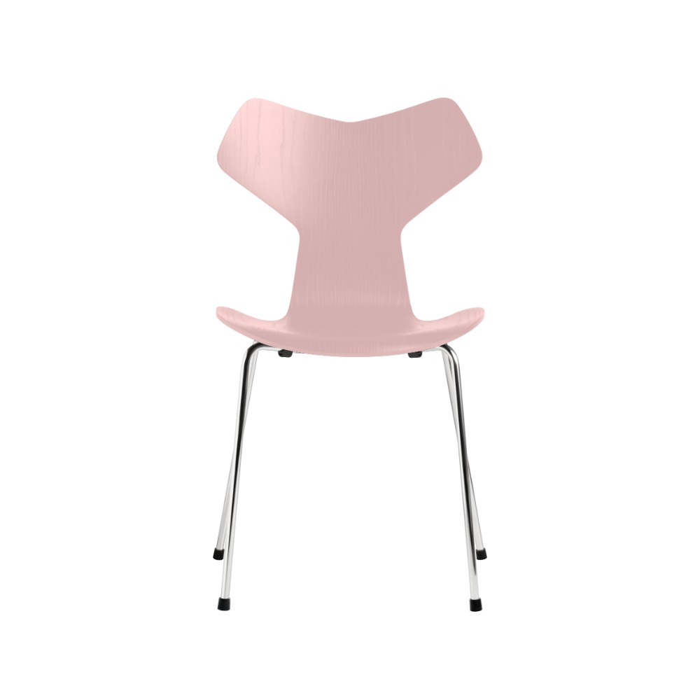Fritz Hansen Grand Prix™ stol 3130 i Pale Rose farvet ask med forkromet stål stel