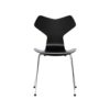 Fritz Hansen Grand Prix™ stol 3130 i Sort lakeret finér med forkromet stål stel