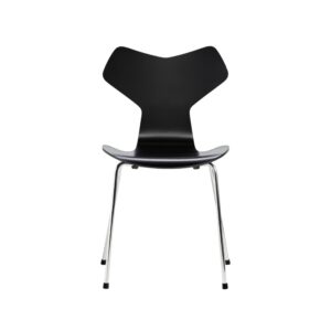 Fritz Hansen Grand Prix™ stol 3130 i Sort lakeret finér med forkromet stål stel
