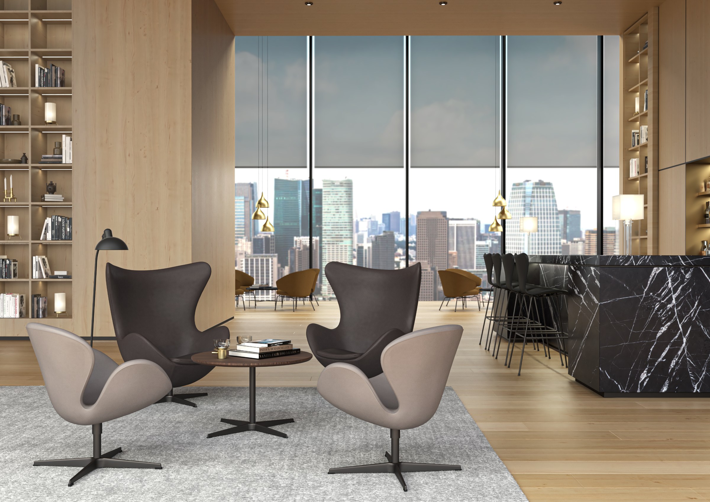 Fritz Hansen Ægget™ og Svanen™ i hotellobby