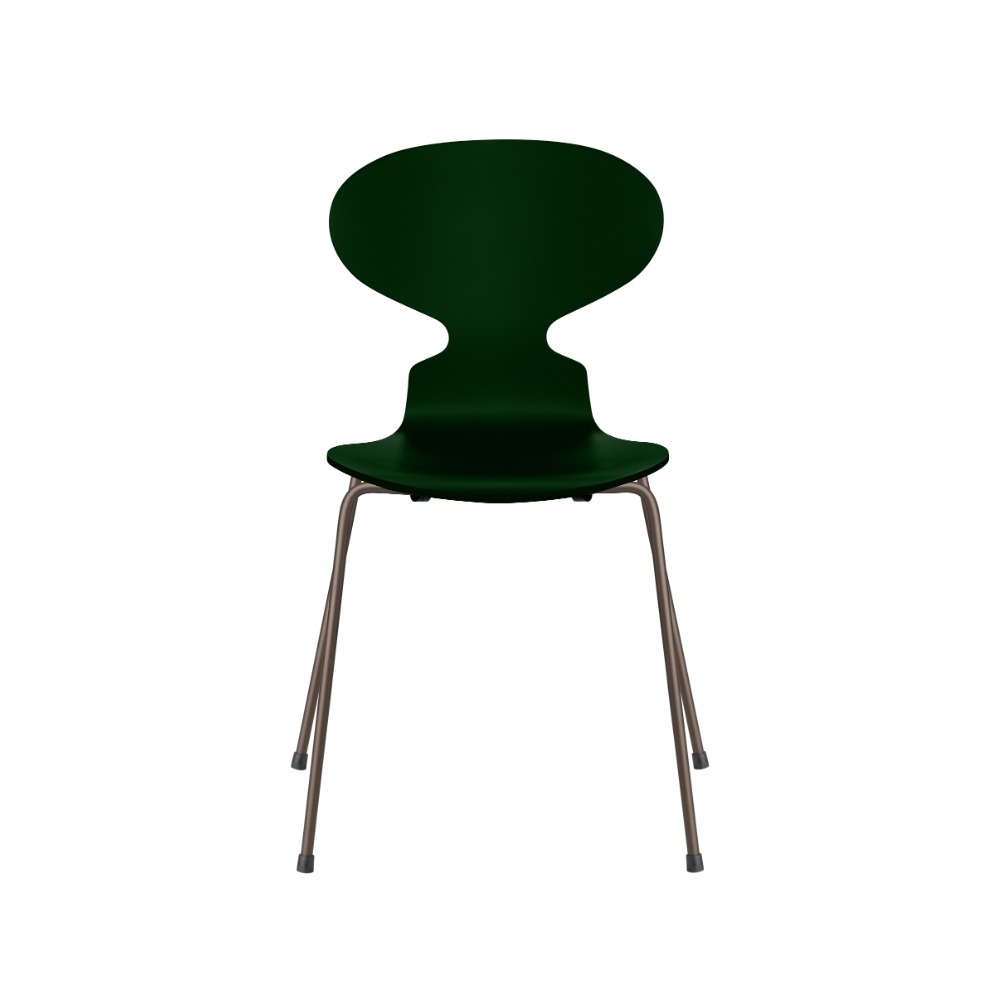 Fritz Hansen Myren™ stol 3101 i Evergreen lakeret finér med brown bronze pulverlakeret stel