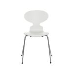 Fritz Hansen Myren™ stol 3101 i Hvid lakeret finér med silver grey pulverlakeret stel