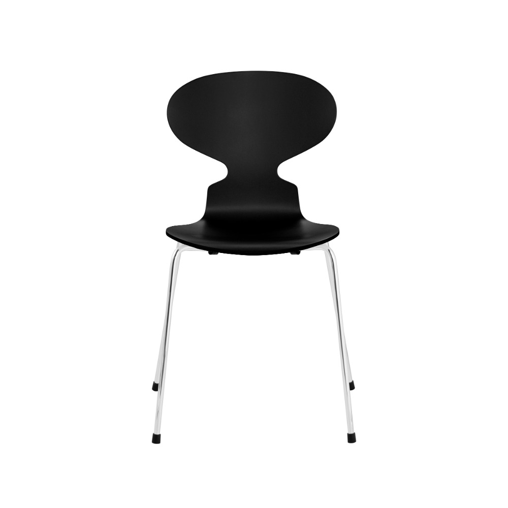 Fritz Hansen Myren™ stol 3101 i Sort lakeret finér med forkromet stål stel