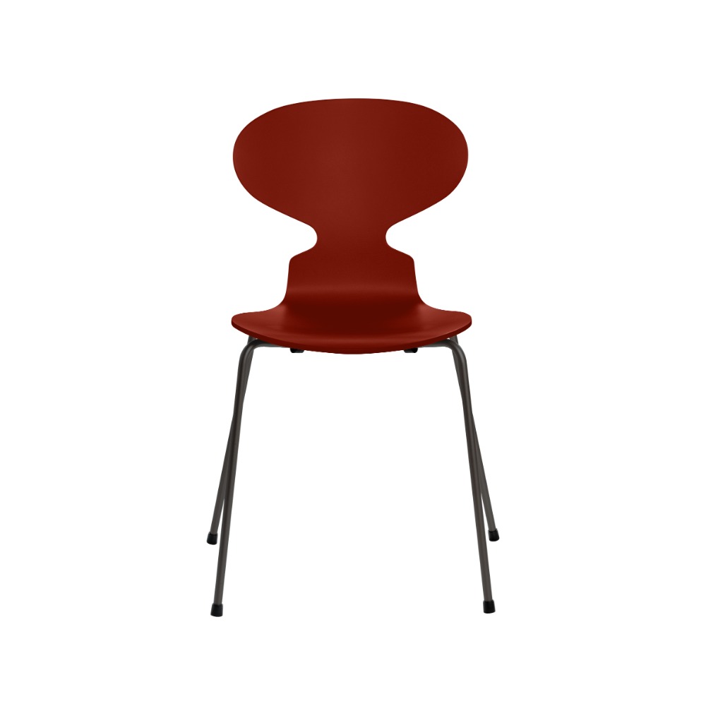 Fritz Hansen Myren™ stol 3101 i Venetian Red lakeret finér med warm graphite pulverlakeret stel