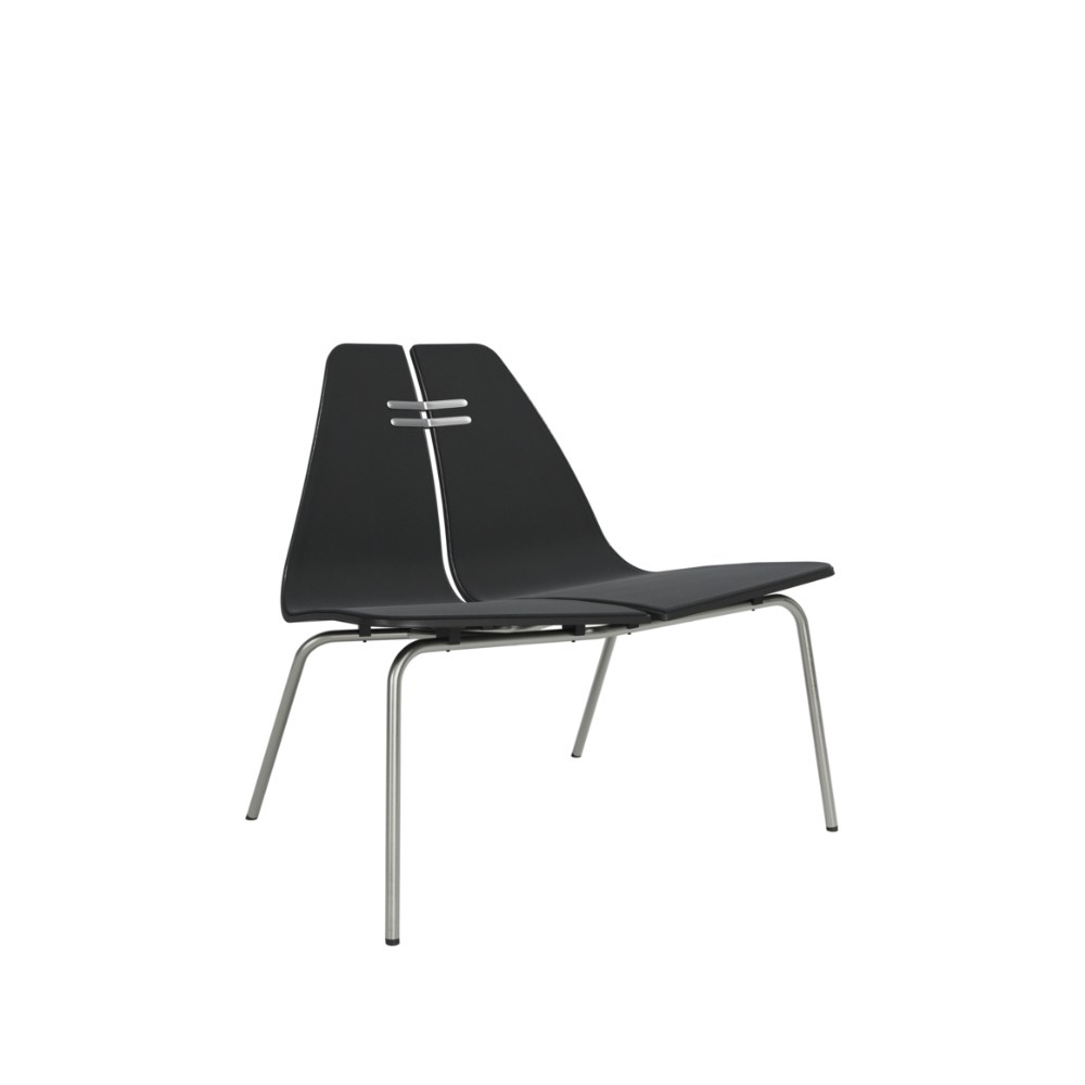 Fritz Hansen PK23™ forsidepolstret i sortfarvet ask med stel i børstet stål
