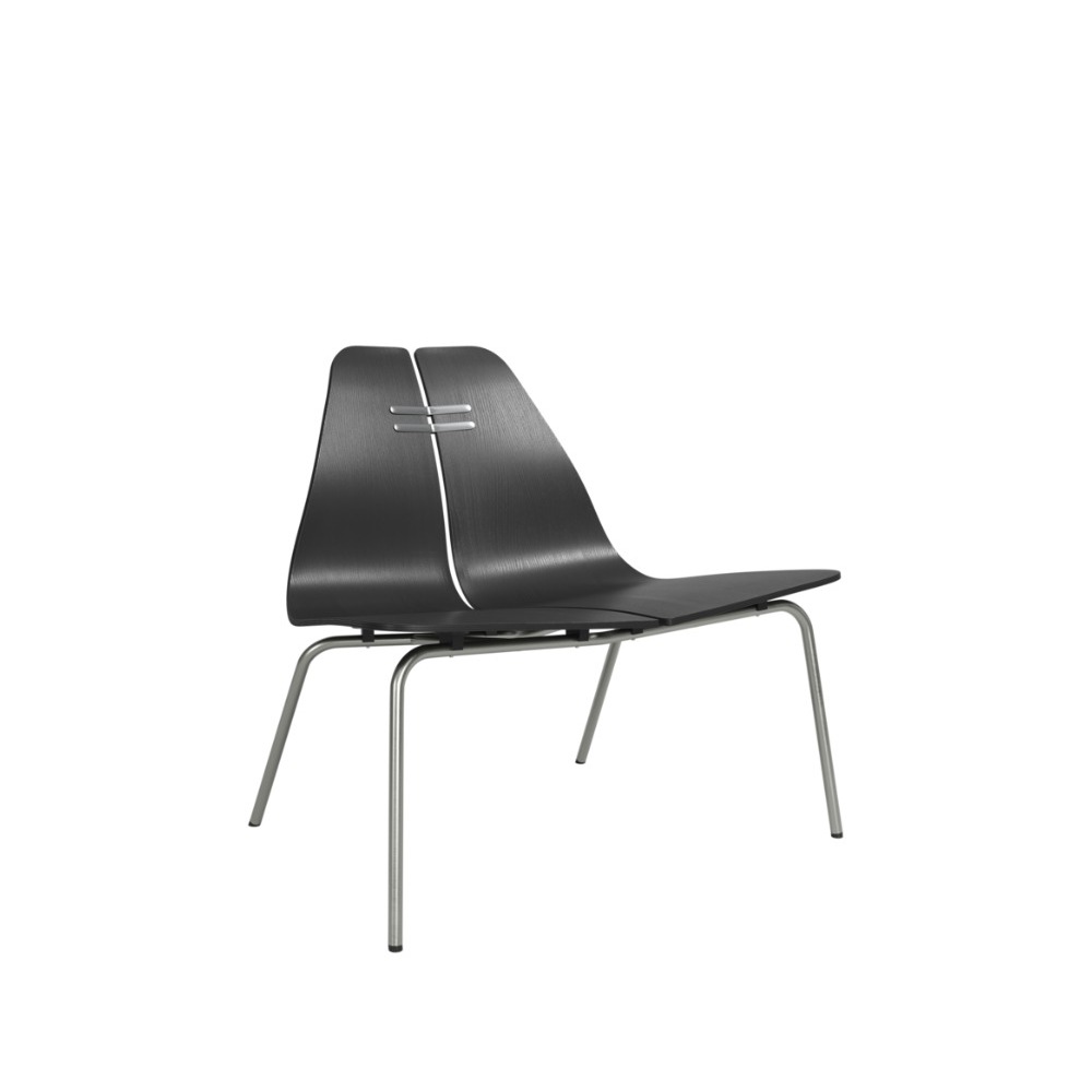 Fritz Hansen PK23™ i sortfarvet ask med stel i børstet stål