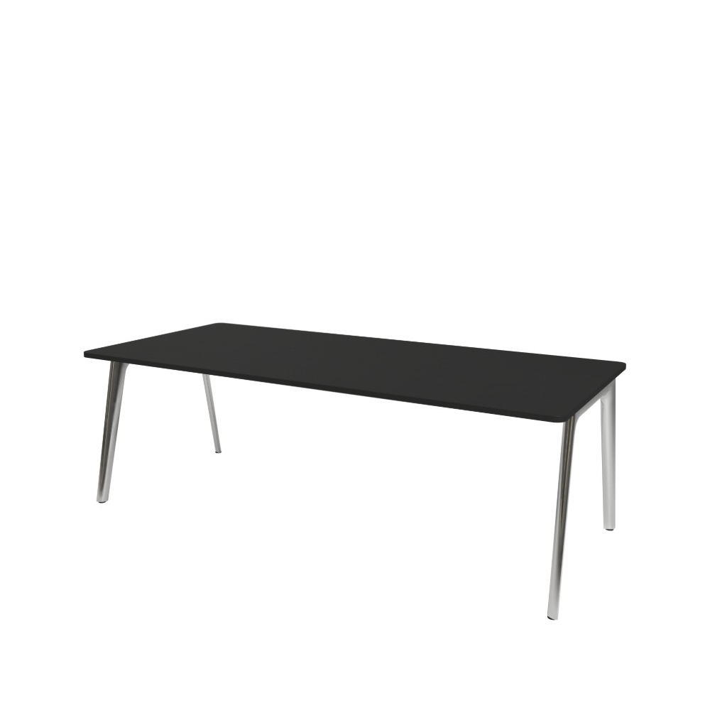 Fritz Hansen Pluralis™ bord KS433 100x220 cm i Lava Grey laminat med poleret aluminiumsstel