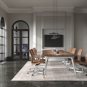 Fritz Hansen Pluralis™ bord i mødelokale med Oxford™ stole