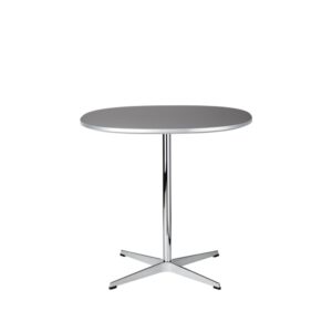 Fritz Hansen Supercircular™ bord A602 75x75 cm i grå FENIX-laminat med fod i satinbørstet aluminium