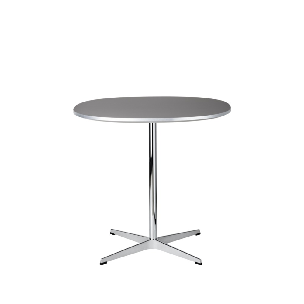 Supercircular™ bord A602 – grå FENIX-laminat med satinbørstet aluminium Fritz Hansen Supercircular™ bord A602 75x75 cm i grå FENIX-laminat med fod i satinbørstet aluminium