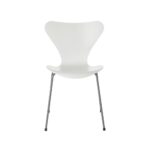 Fritz Hansen Syveren™ stol 3107 i Hvid lakeret finér med silver grey pulverlakeret stel