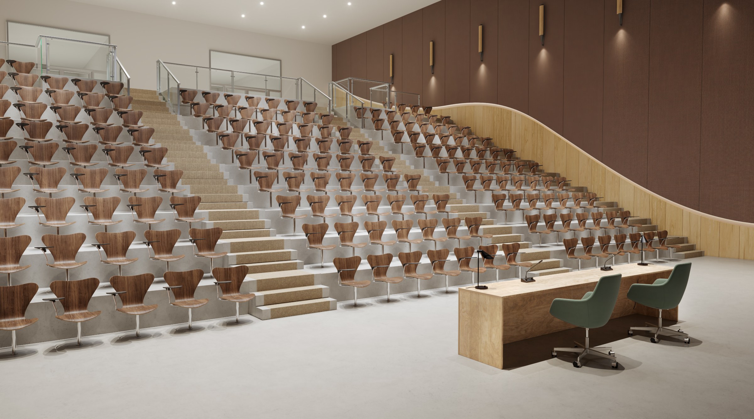 Fritz Hansen Syveren™ stole med skriveplade i auditorium