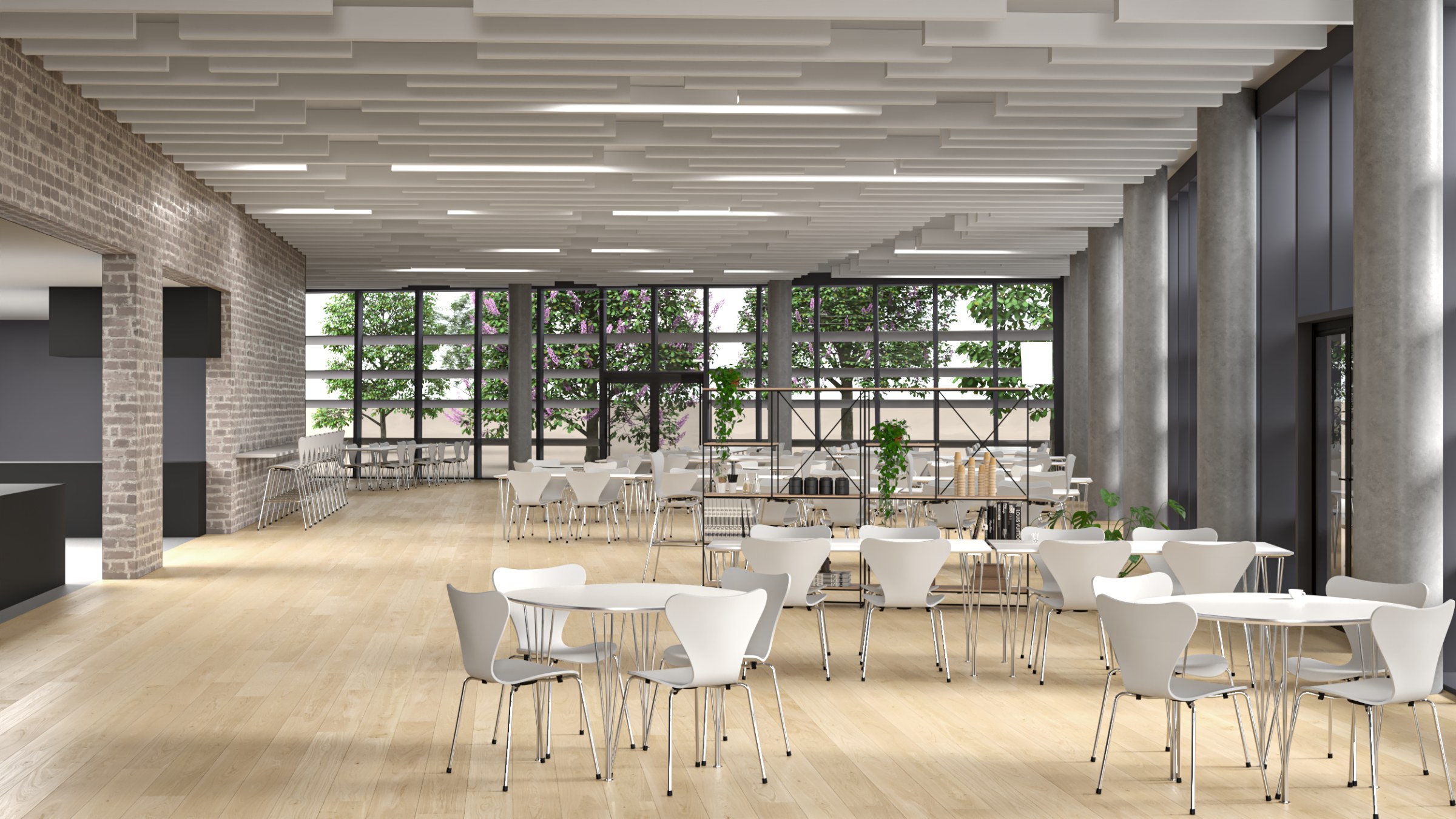 Fritz Hansen Syveren™ stole og barstole i lys kantine