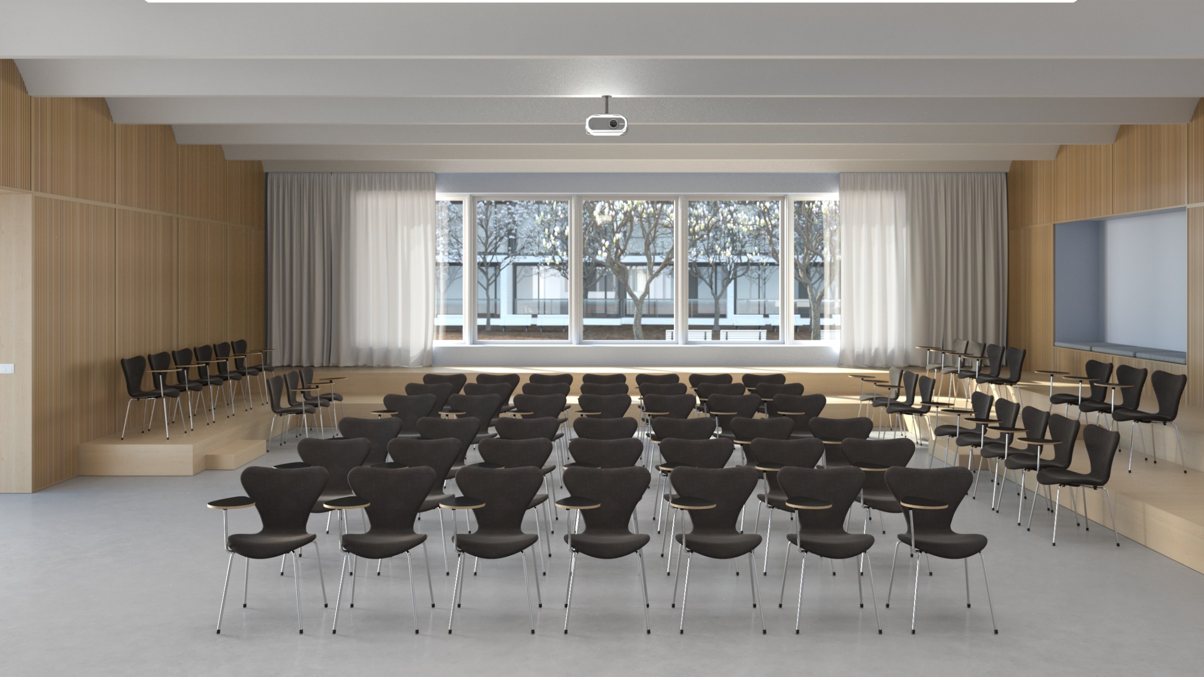 Fritz Hansen Syveren™ stole med skriveplade i konferencesal