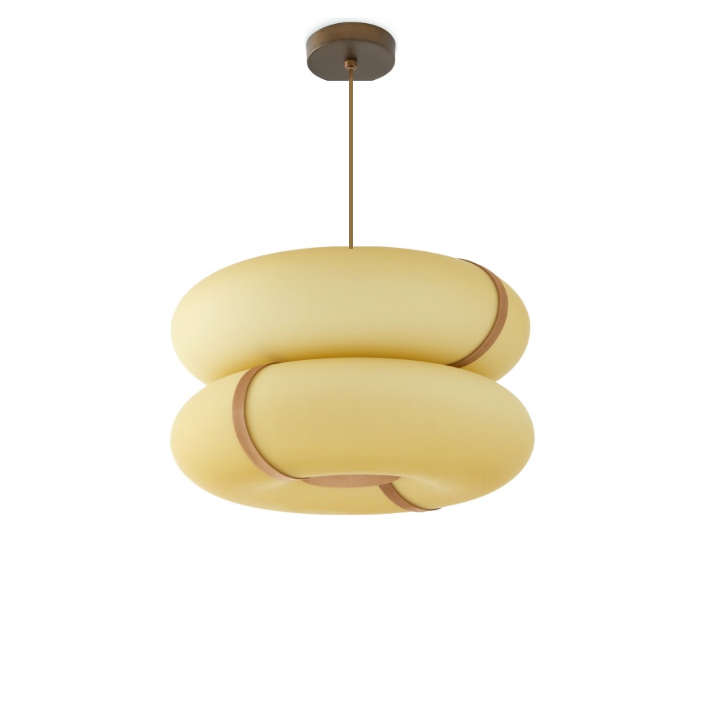 Bolina Pendel Ø50 cm med dobbelt skærm i ravfarvet glas – Tooy Bolina Pendel Ø50 cm med dobbelt skærm i ravfarvet glas – Tooy
