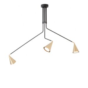 Gordon Loftlampe 3-armet i mat sort med børstet messing – Tooy