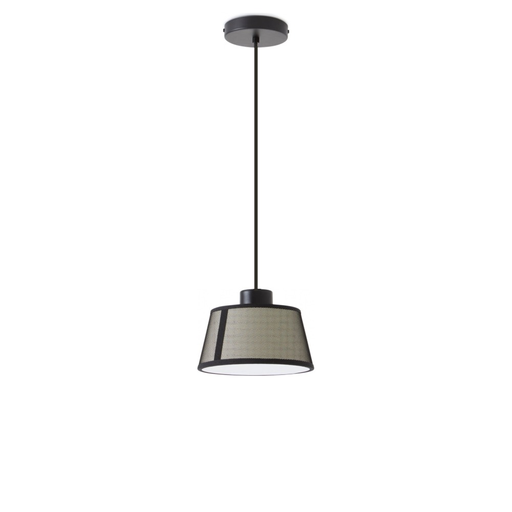 Lilly Pendel Ø22 cm i sort metal med beige stofskærm – Tooy Lilly Pendel Ø22 cm i sort metal med beige stofskærm – Tooy