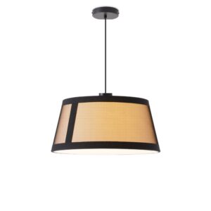 Lilly Pendel Ø50 cm i sort metal med beige stofskærm – Tooy