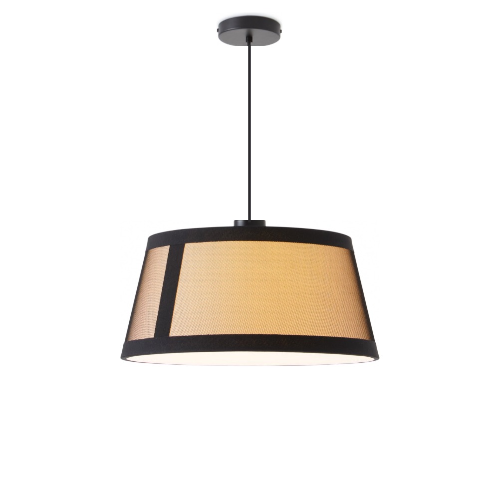 Lilly Pendel Ø50 cm i sort metal med beige stofskærm – Tooy Lilly Pendel Ø50 cm i sort metal med beige stofskærm – Tooy