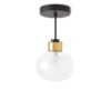 Nabila Pendel Ø16 cm i mat sort med børstet messing og klart glas – Tooy Nabila Pendel Ø16 cm i mat sort med børstet messing og klart glas – Tooy
