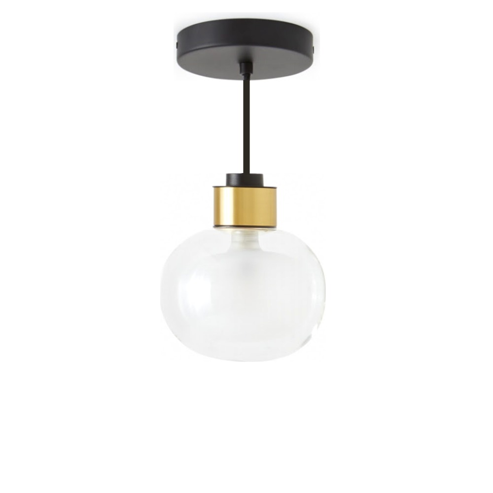 Nabila Pendel Ø16 cm i mat sort med børstet messing og klart glas – Tooy Nabila Pendel Ø16 cm i mat sort med børstet messing og klart glas – Tooy