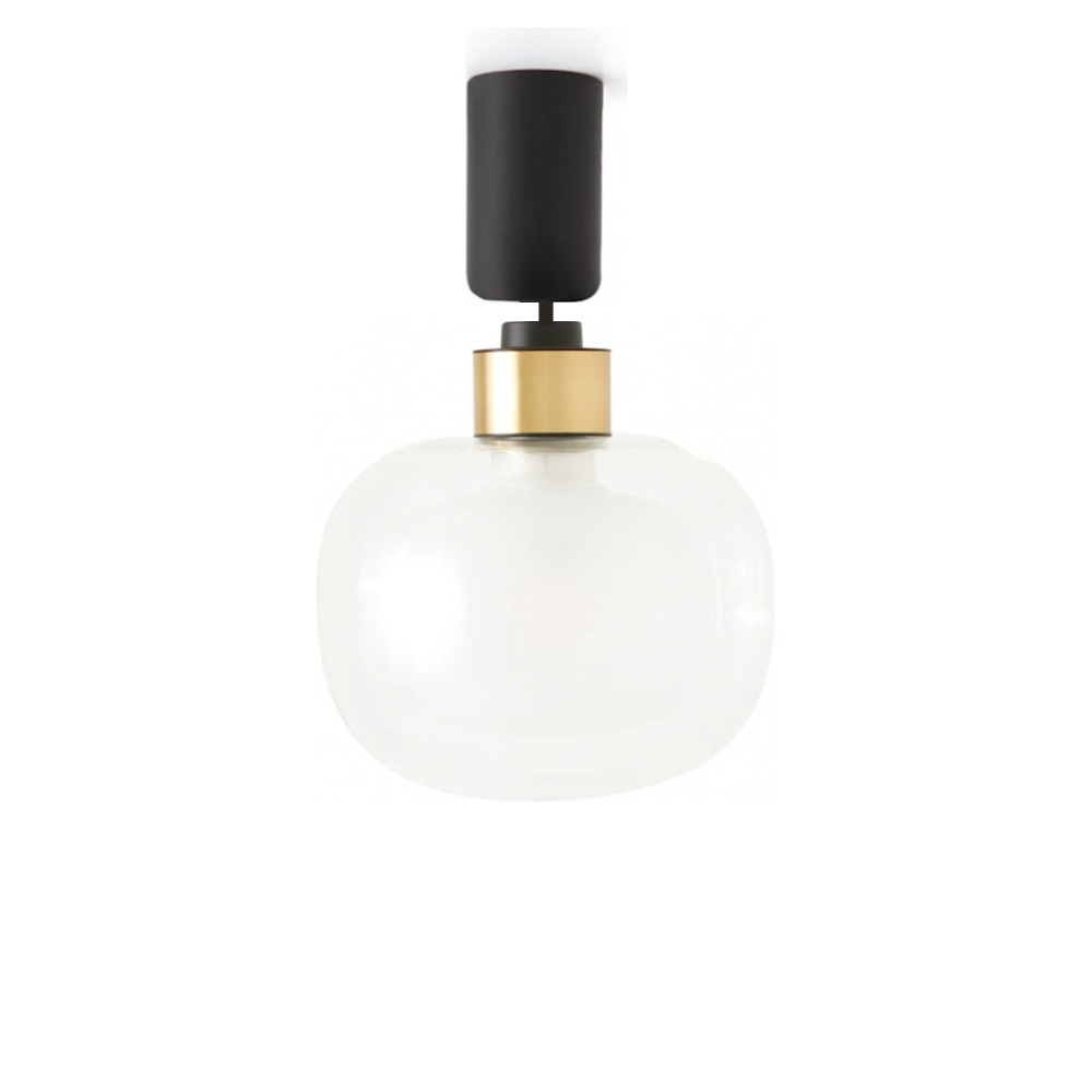 Nabila Pendel Ø20 cm i mat sort med børstet messing og klart glas – Tooy Nabila Pendel Ø20 cm i mat sort med børstet messing og klart glas – Tooy