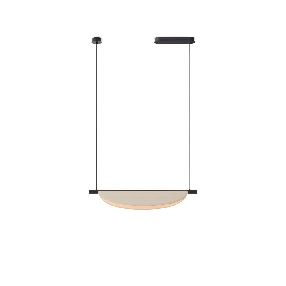 Thula Pendel 67 cm i sandsort med skærm i beige læder – Tooy Thula Pendel 67 cm i sandsort med skærm i beige læder – Tooy