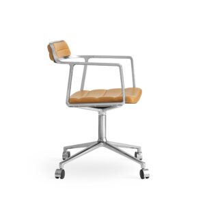 Vipp 452 Swivel Chair i camel læder med hjul