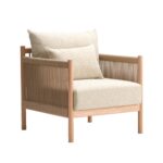 Ariake Braid loungestol i natur eg med lyst polstret hynde