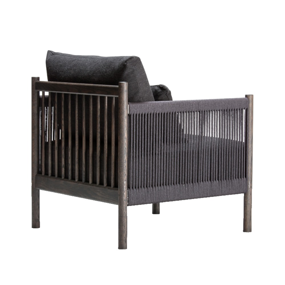 Ariake Braid loungestol i røget eg, set bagfra