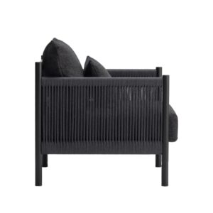 Ariake Braid loungestol i sumi sortbejdset ask, set fra siden