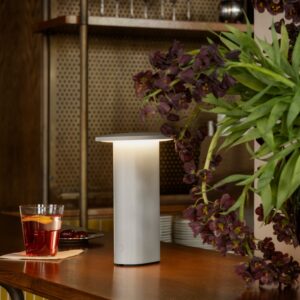 Solae lampe i Warm Grey på bar