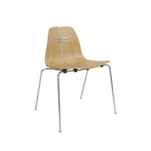 PK3™ stol i klarlakeret eg med forkromet stel