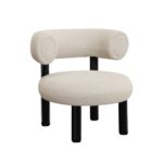 Tom Dixon Fat Lounge Chair i hvid bouclé med sorte ben