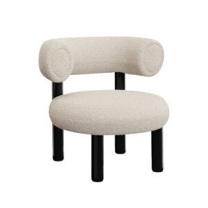 Tom Dixon Fat Lounge Chair i hvid bouclé med sorte ben