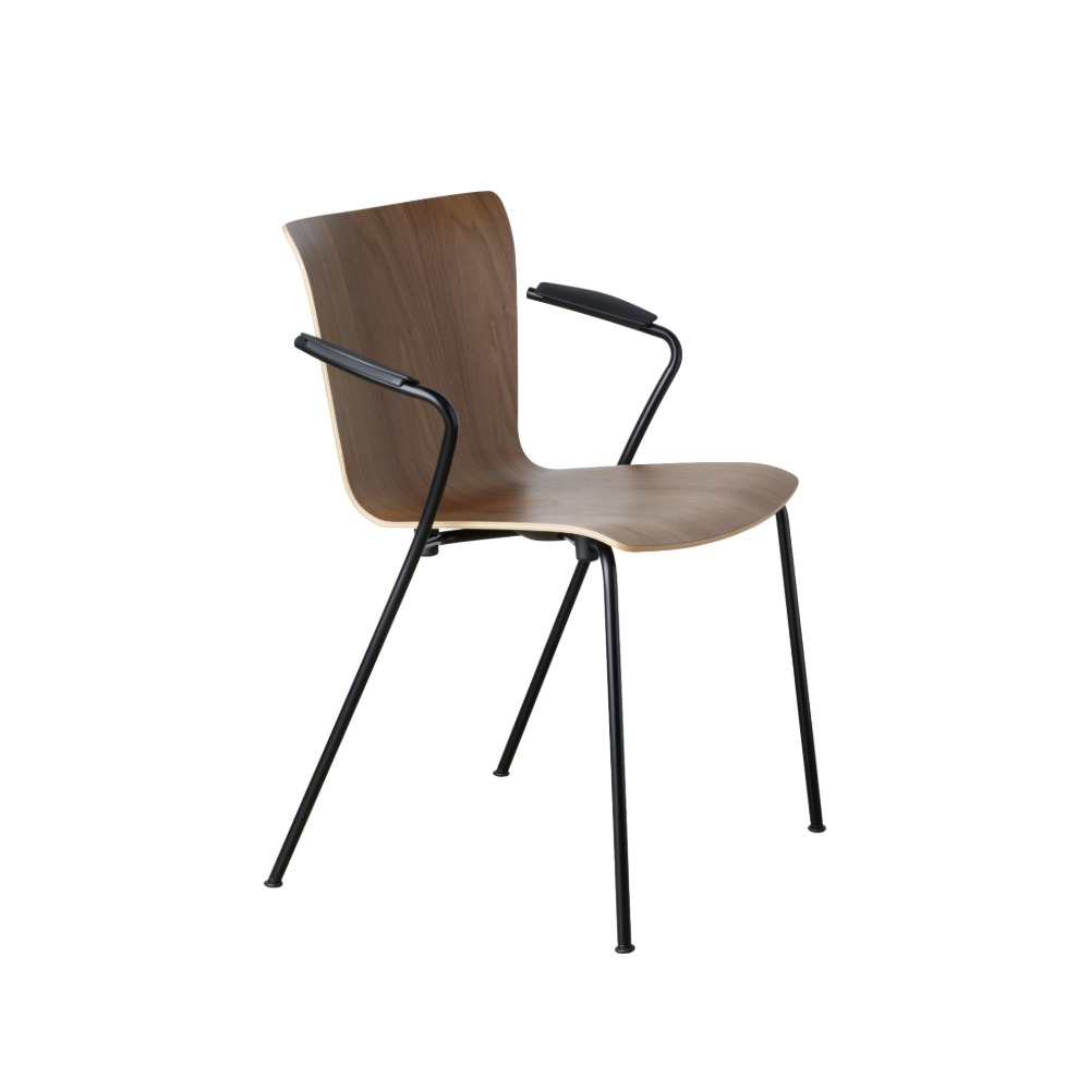 Vico Duo™ armstol i klarlakeret valnød – sort stel Vico Duo™ armstol i klarlakeret valnød – sort stel