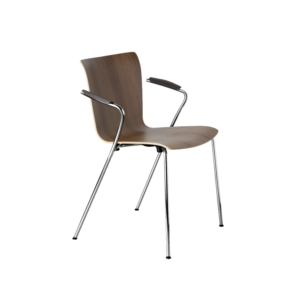 Vico Duo™ armstol i klarlakeret valnød – forkromet stel Vico Duo™ armstol i klarlakeret valnød – forkromet stel